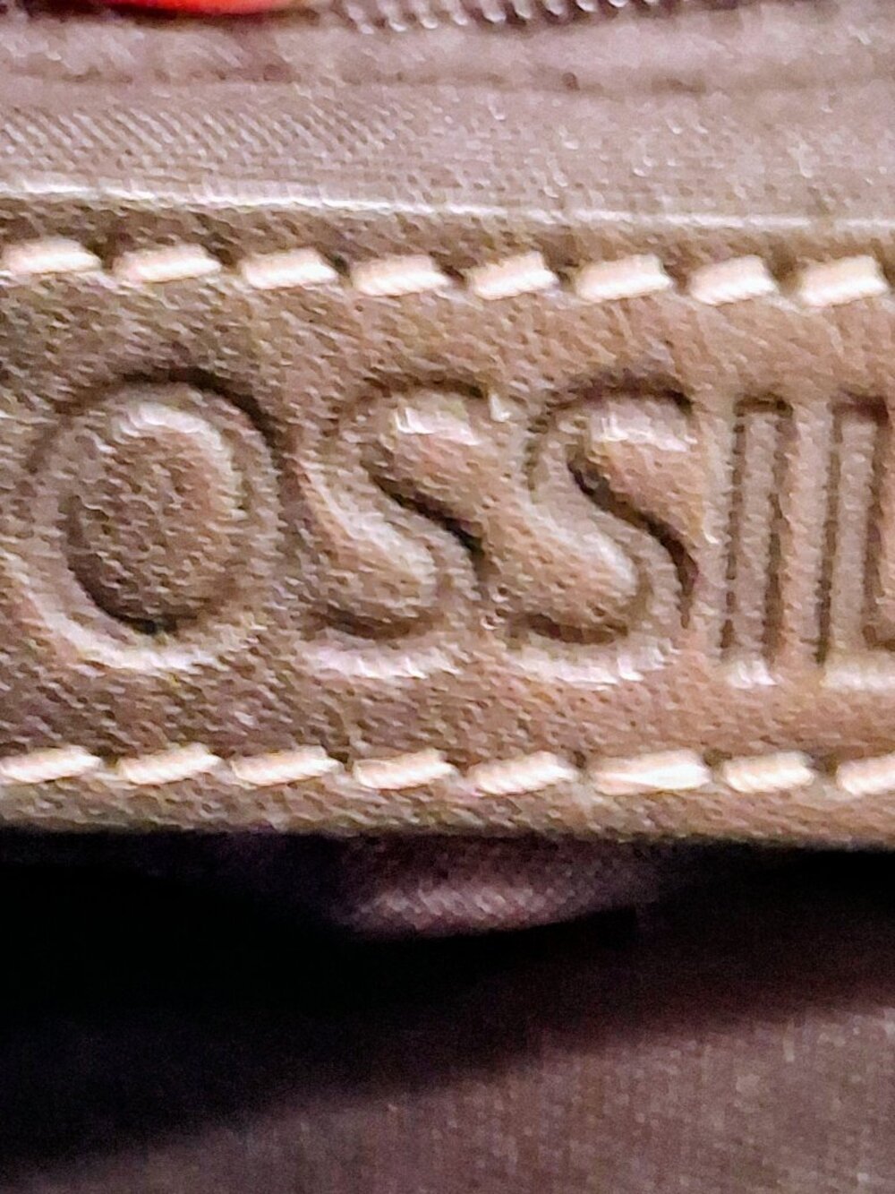 FOSSIL Monogram Canvas Crossbody Bag Tan Black F Logo Print Buckle Front Purse - Picture 9 of 12